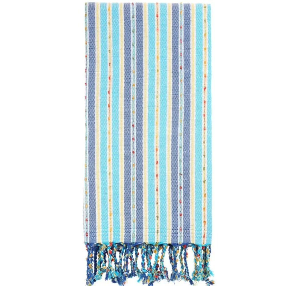 4 Turquoise Blue Yellow Bohemian Towels - 100% Turkish Cotton Beach Bath Towel